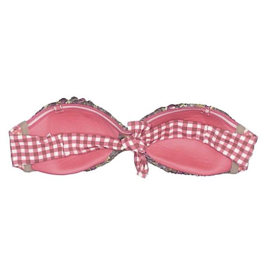 Maaji Checkered Ruched Strapless Bikini Top Medium - Picture 2 of 6